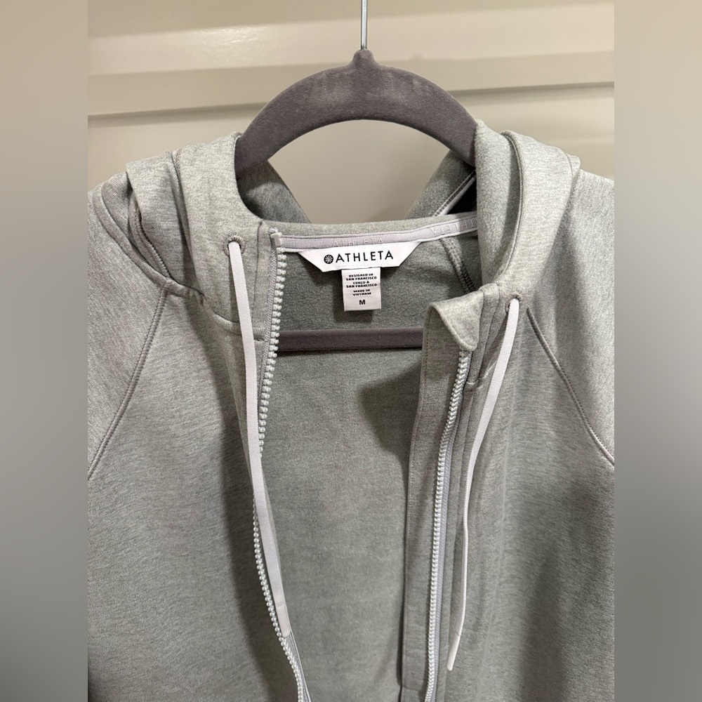 Athleta fleece lined unstoppable full zip hoodie grey size M - Picture 3 of 5